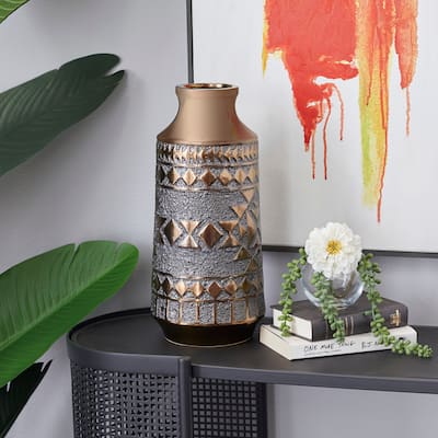 Gold Porcelain Ceramic Tribal Decorative Vase