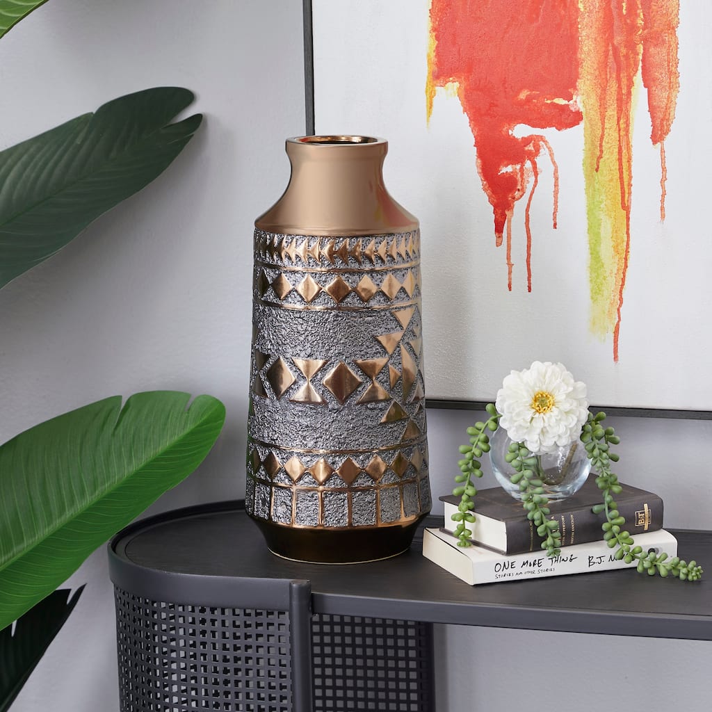 Gold Porcelain Ceramic Tribal Decorative Vase