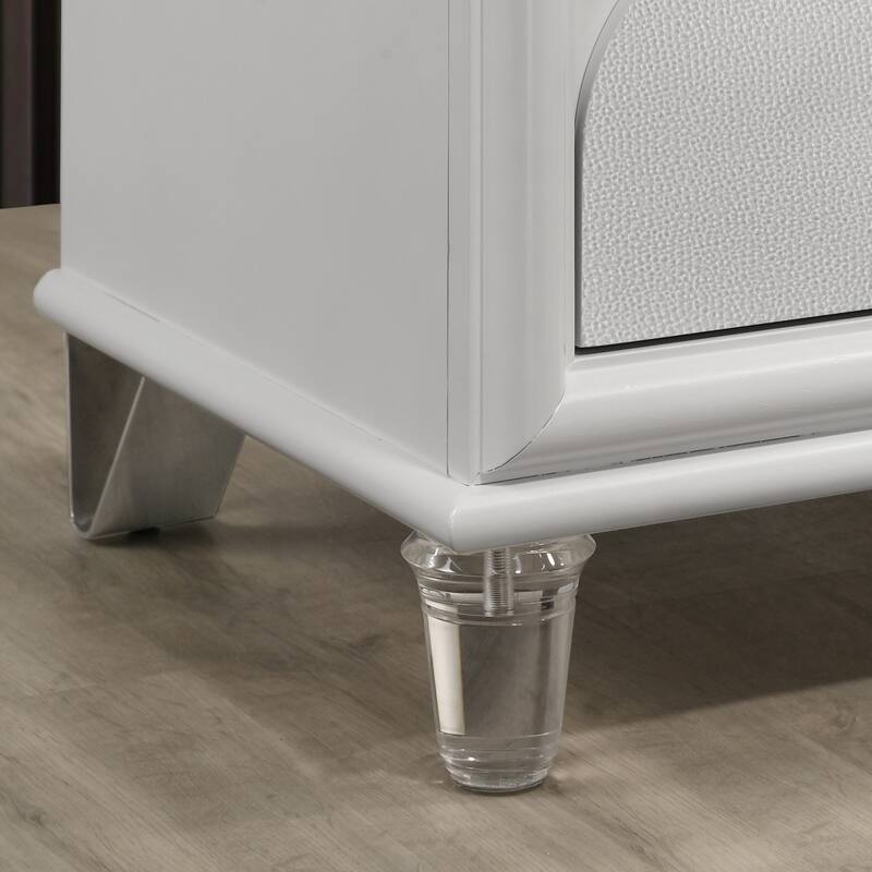 Furniture of America Drima Modern 3-Piece Pearl White Solid Wood Kids Platform Bedroom Set with LED