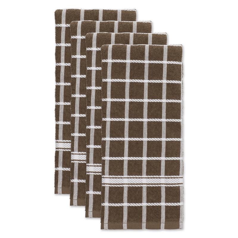 DII Solid Honey Gold Windowpane Terry Dishtowel 4 Piece