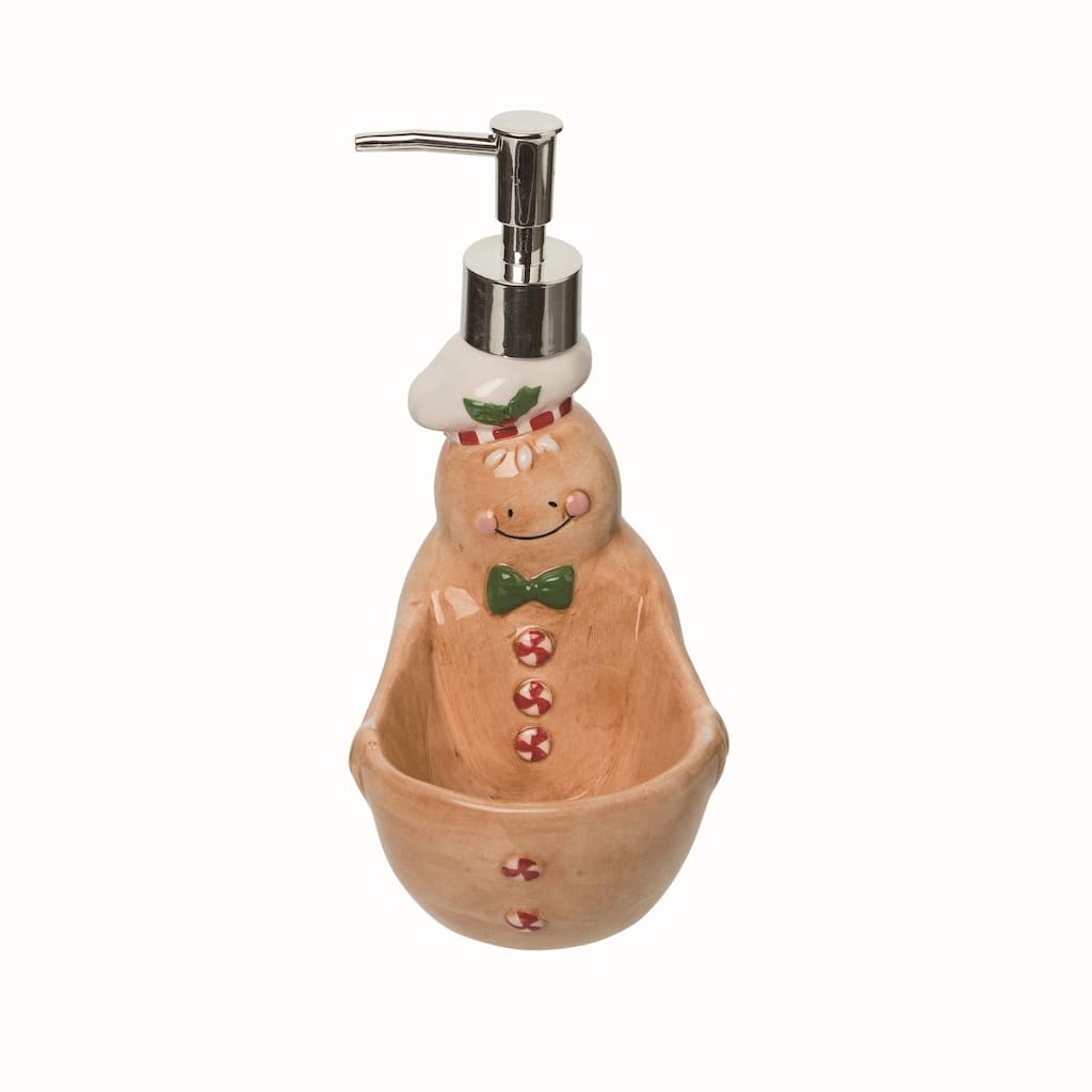 Transpac Ceramic Brown Christmas Soap Dispenser and Sponge Holder