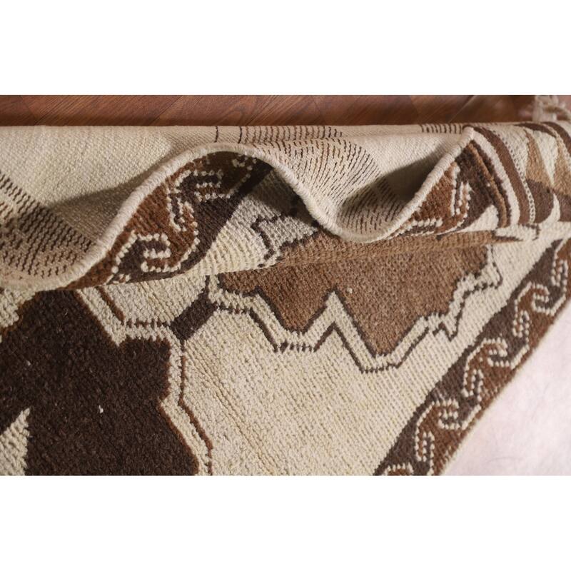 Beige Anatolian Runner Rug Hand-knotted Wool Carpet - 3'2"x 11'10"