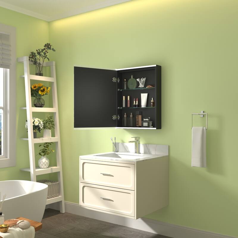 ExBrite LED Bathroom Medicine Cabinet with Mirror,Casement Door,Surface mounting only