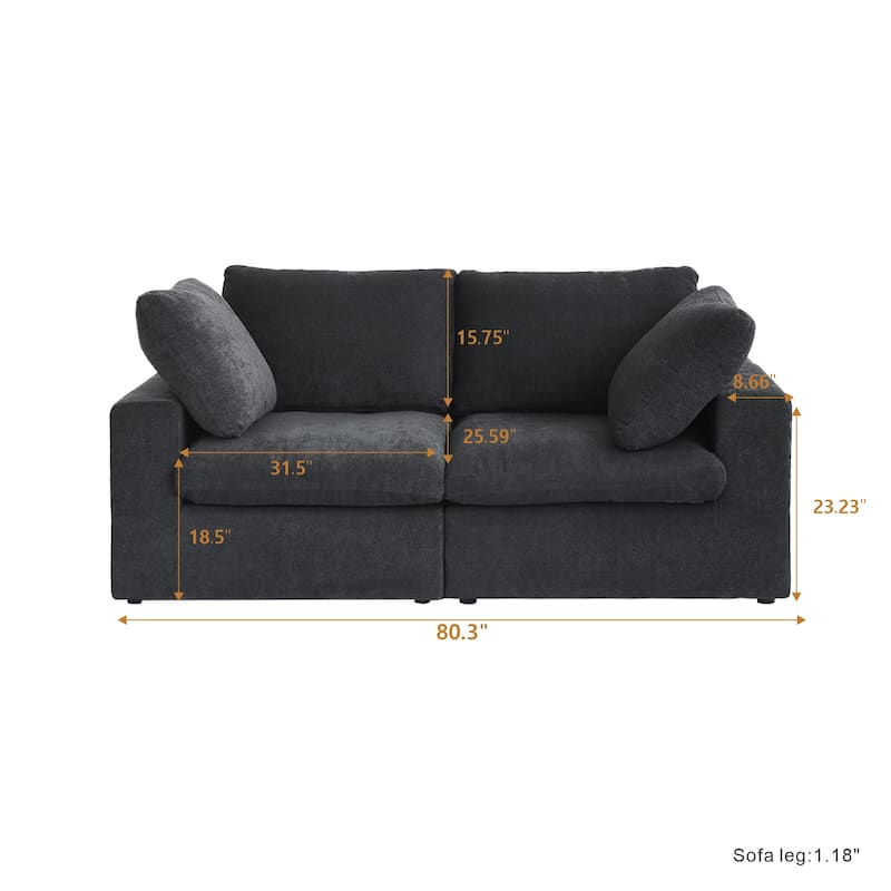 Linen Sectional Sofa Modern Upholstered Loveseat Couch