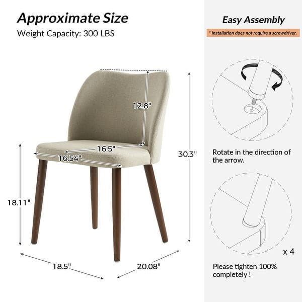 dimension image slide 8 of 9, HULALA HOME Melisa Upholstered Solid Wood Dining Chair Set of 6