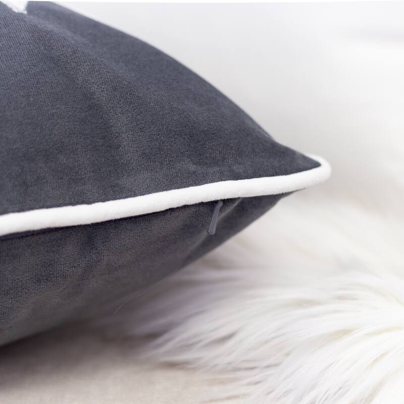 Velvet Lumbar Pillow with Snowflake Embroidery Let It Snow Design and Insert 14x20