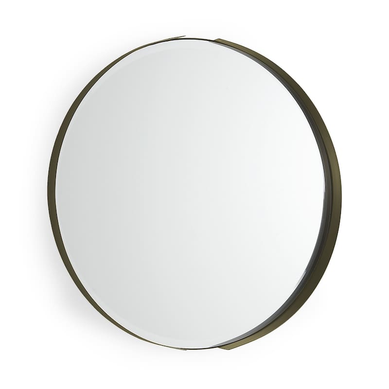 HomeRoots 24" Gold Metal Round Framed Accent Mirror - 24.41 in. x 24.41 in. x 2.36 in.