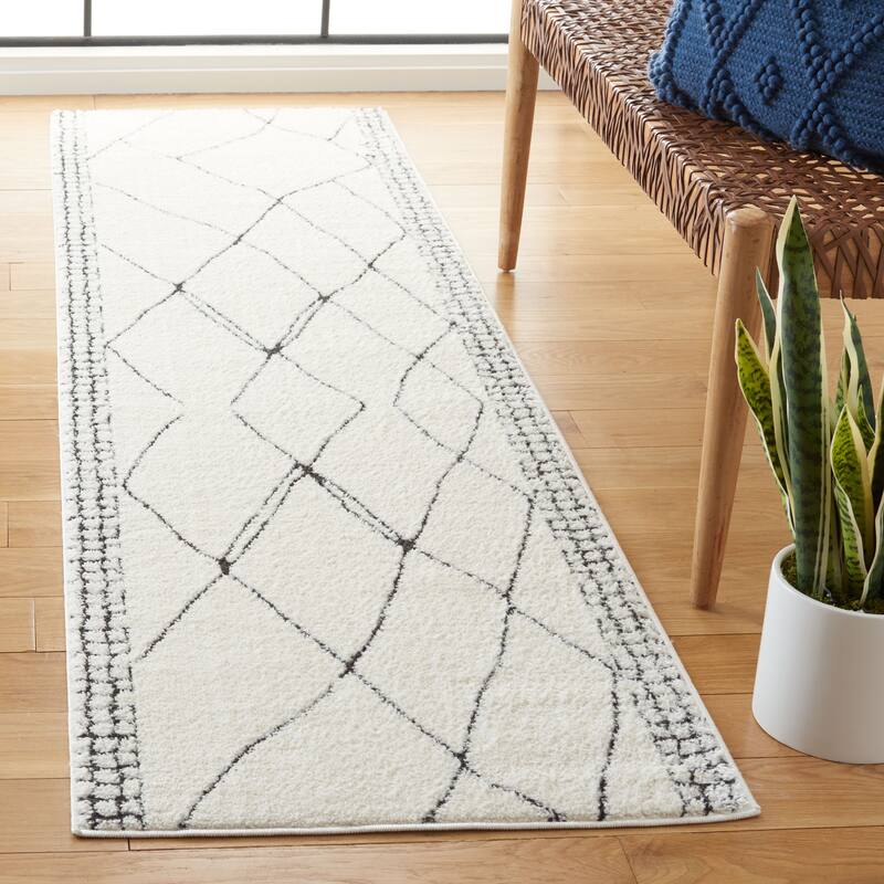 SAFAVIEH Melody Arleen Moroccan Boho Rug - 2'2" x 8' Runner - Ivory/Black