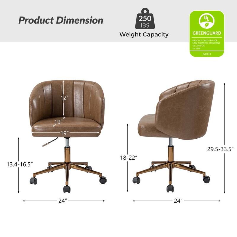 Gia Mid-century Modern Vegan Leather Ergonomic Office Chair by HULALA HOME
