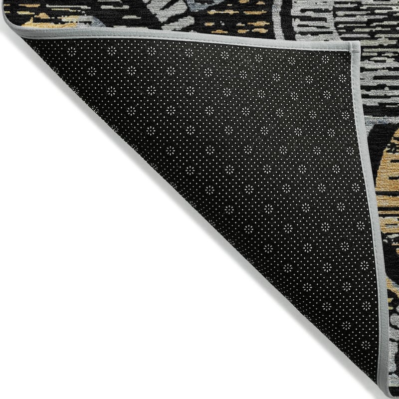 Machine Washable Indoor/Outdoor Contemporary Wheels Chantille Rug