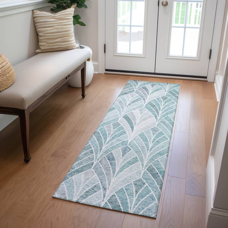 Machine Washable Indoor/ Outdoor Chantille Modern Mosaic Rug