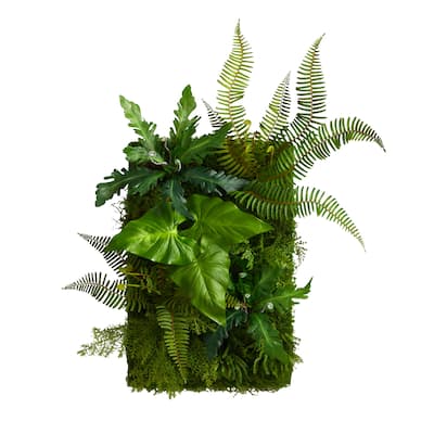 24" x 16" Mixed Foliage Artificial Living Wall - 6"