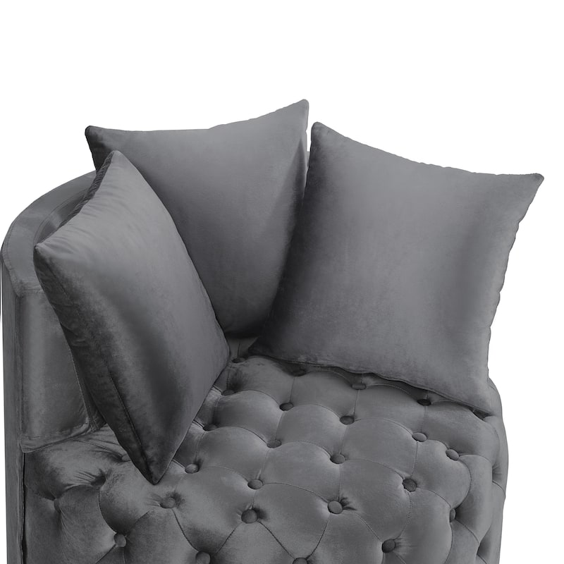 Contemporary Upholstered Tufted Leisure Chair Accent Chair,Dark Gray