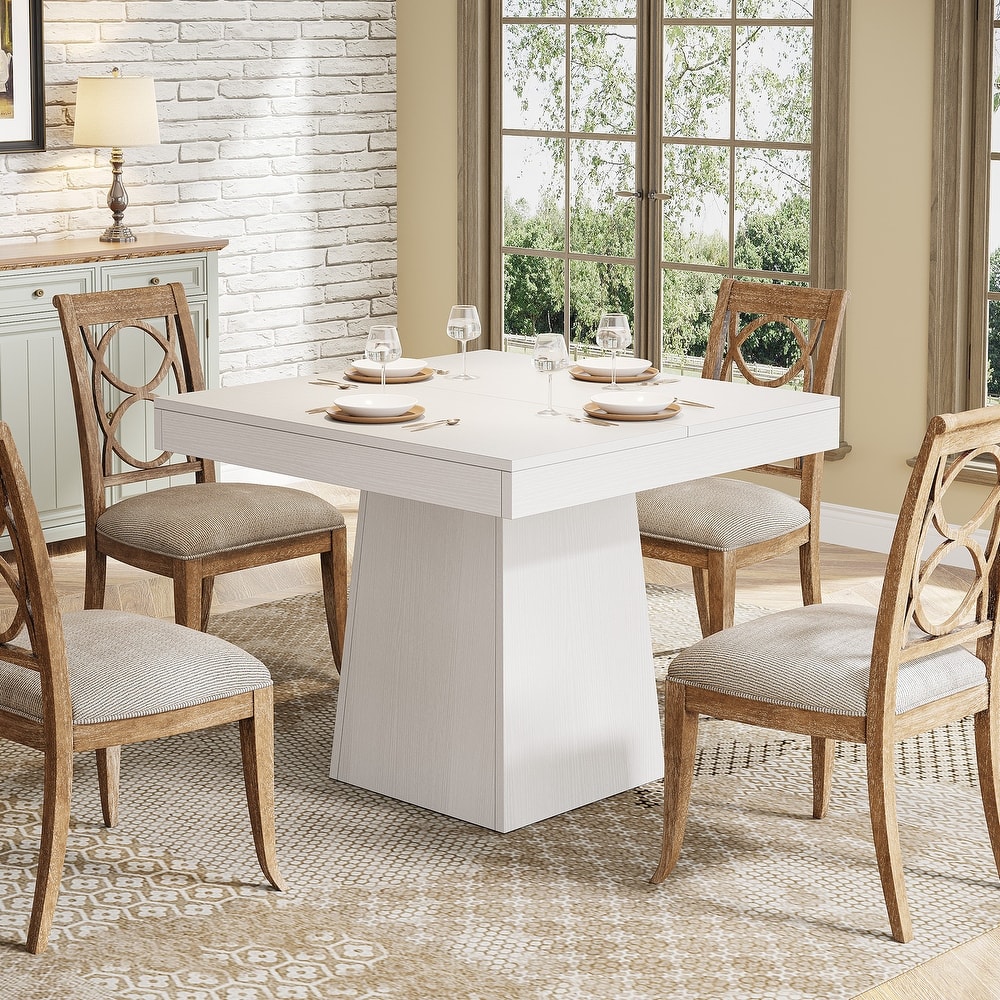 Square Dining Table for 4, 31.5-Inch Kitchen Table with Pedestal Base - 31.5"D x 31.5"W x 29.53"H