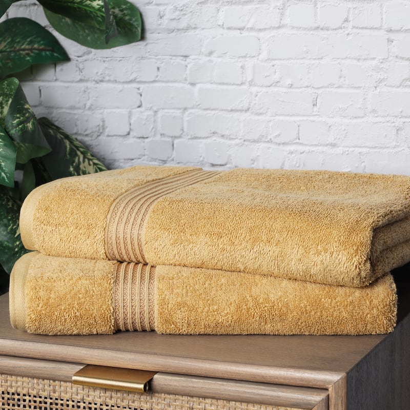 Superior Egyptian Cotton Soft Medium Weight Bath Sheet- (Set of 2) - Gold