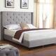 Fabric Upholstered Wingback Cal King Platform Bed - Gray - Bed Bath ...