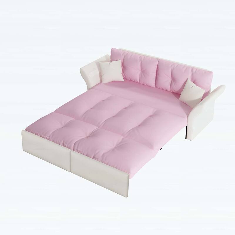 3-in-1 Convertible Tufted Loveseat with 2 Soft Pillows,Multi-Functional Sleeper