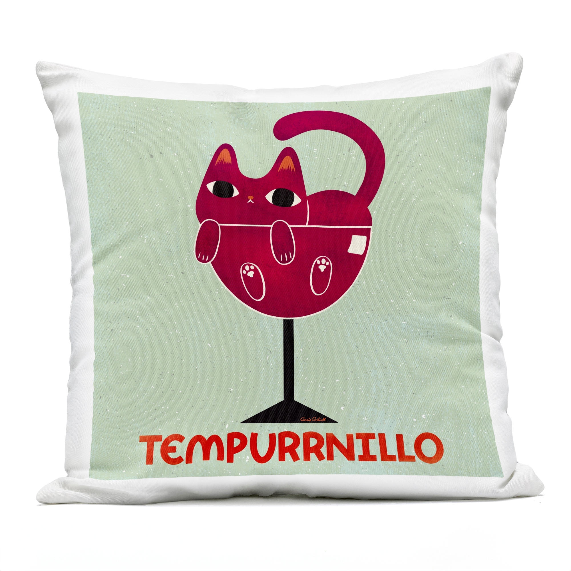 Stupell Tempurrnillo Cat Wine Printed Outdoor Throw Pillow Design by Carrie Cantwell