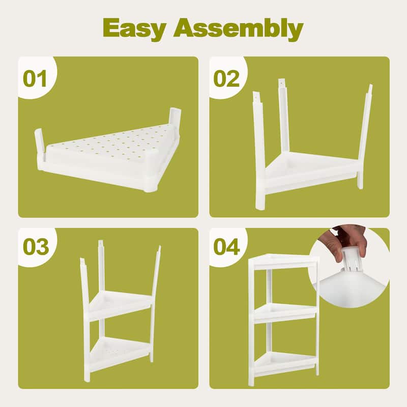 Gymax 2PCS 3 Tier Detachable Floor Corner Shower Shelf Counter Corner