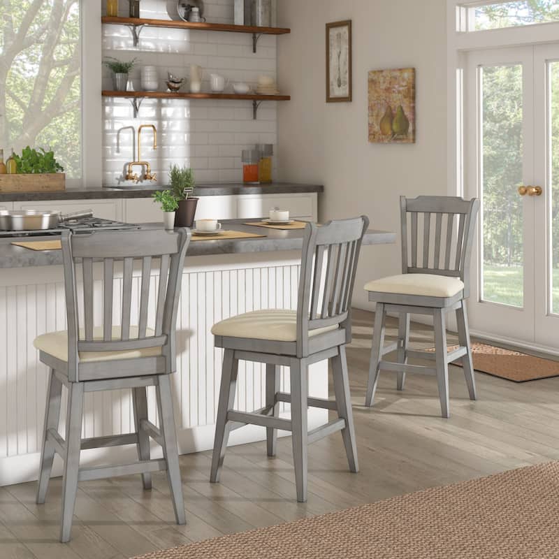 Eleanor Slat Back Wood Swivel Stool by iNSPIRE Q Classic