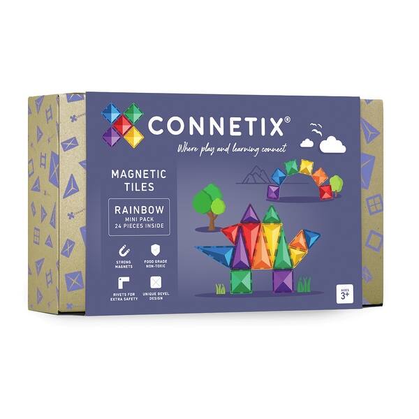slide 2 of 10, Connetix Magnetic Tiles Rainbow Mini Pack, 24 Pieces Rainbow - Kids