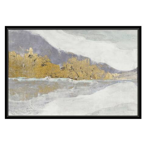 Gold Foil Winter Landscape by Wild Apple-Framed Gallery Wrapped Canvas