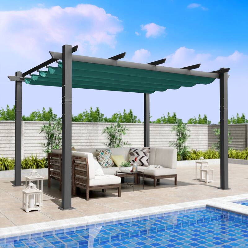 Kozyard Atlantics Outdoor 10'x13' Extra Large BBQ Grill Pergola with Sun Shade Gazebo Canopy