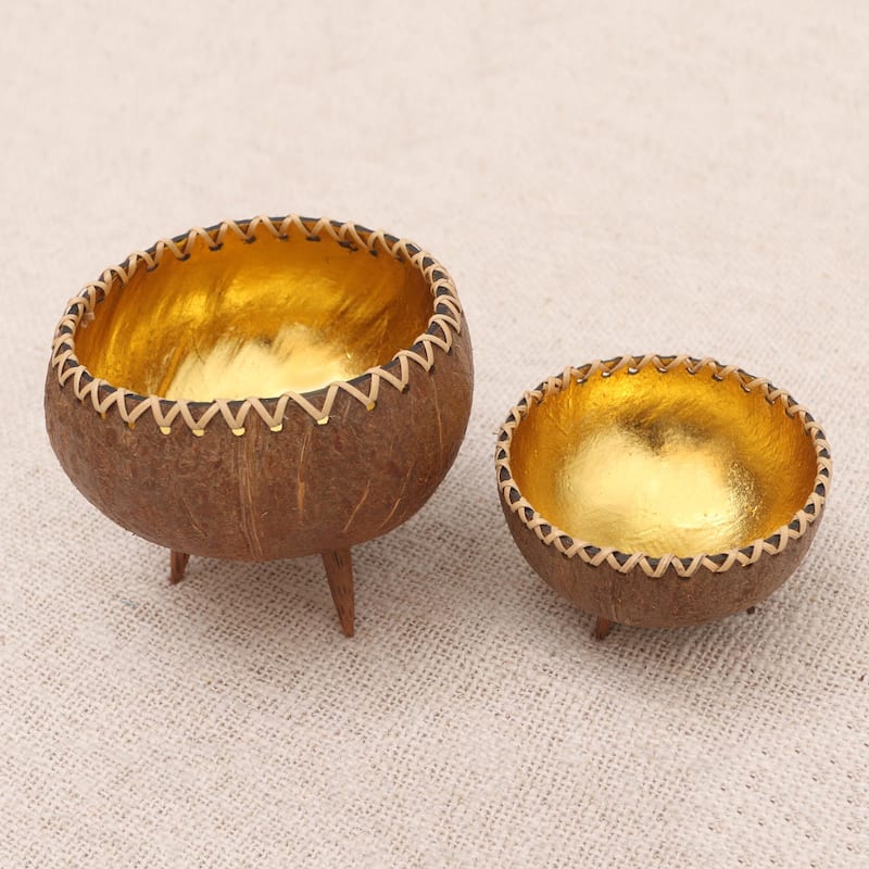 Novica Handmade Gleaming Duo Decorative Coconut Shell Bowls (Pair)