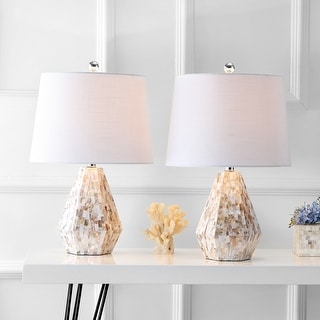 Jocelyn 21" Seashell LED Table Lamp, Natural Ivory (Set of 2) by JONATHAN Y