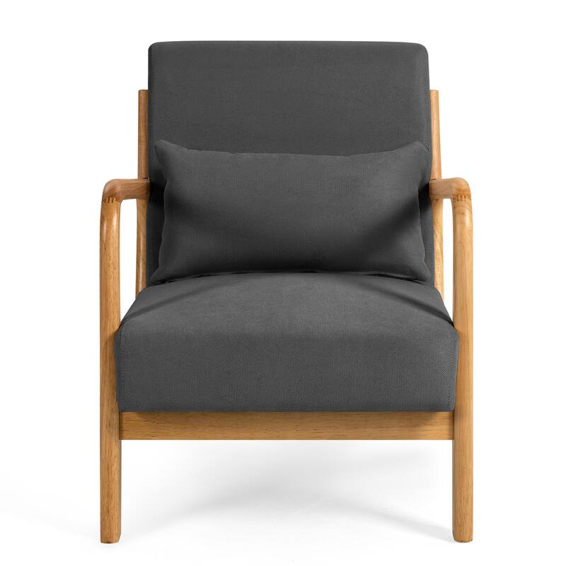 Leisure Chair with Solid Wood Armrest and Feet