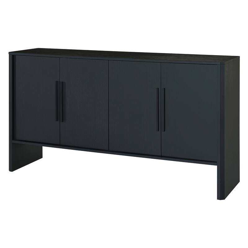 4-Door Retro Sideboard with Adjustable Shelves, Large Storage Cabinet, Antique Blue