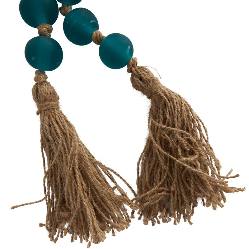 Glass Handmade Round Beaded Garland with Tassel with Knotted Brown Jute - Roche River Decor