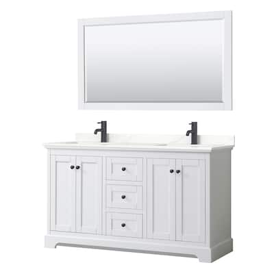Avery 60-inch Double Vanity, Quartz Top, 58-inch Mirror