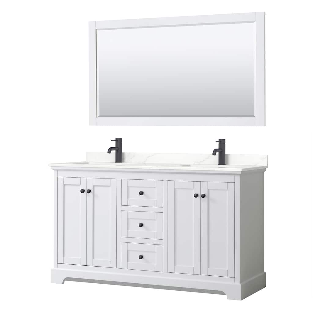 Avery 60-inch Double Vanity, Quartz Top, 58-inch Mirror