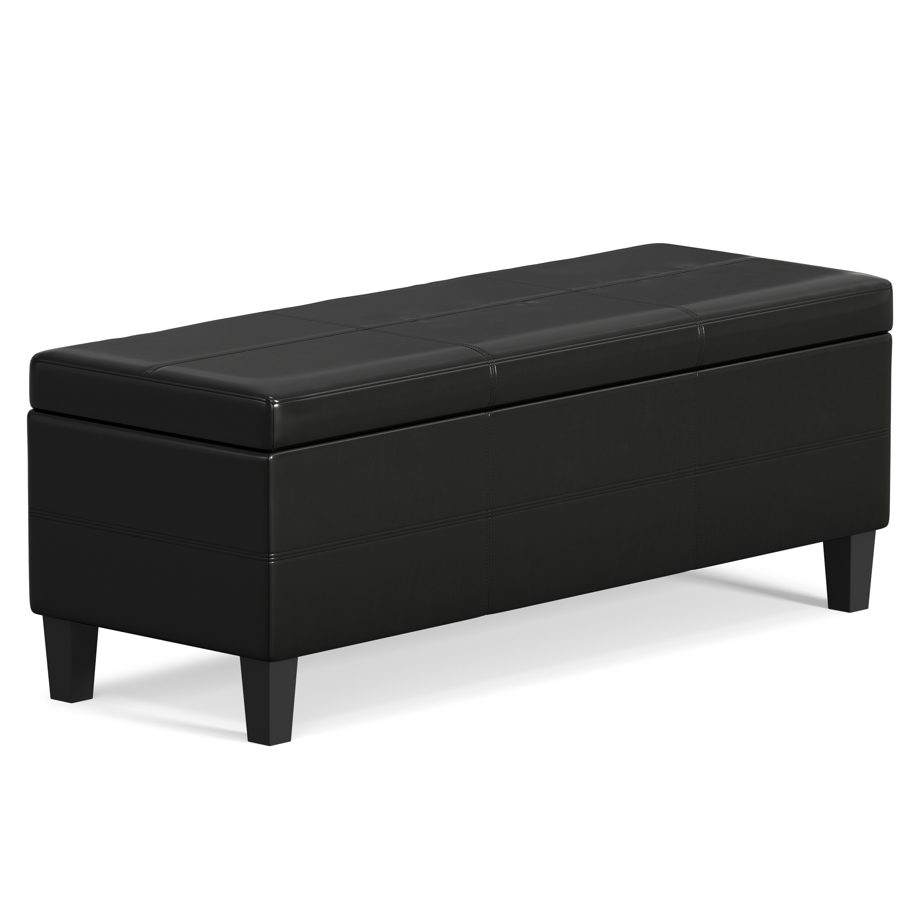 Front view of a rectangular ottoman bench.