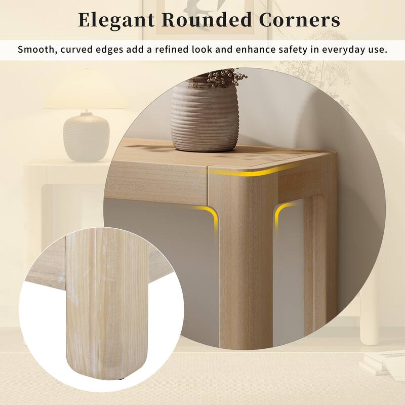 Roomfitters Modern Farmhouse Console Table, Elegant Minimalist Design with Premium Wood Veneer and Rounded Corners