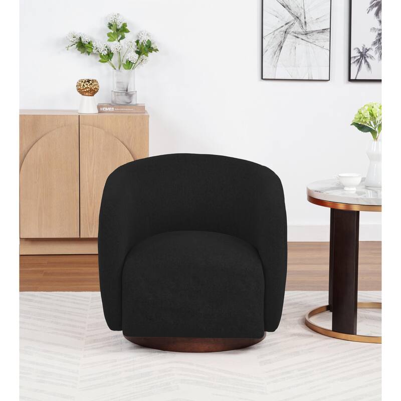 SEYNAR Modern Glam Boucle Fabric Round 360 Degree Swivel Barrel Chair