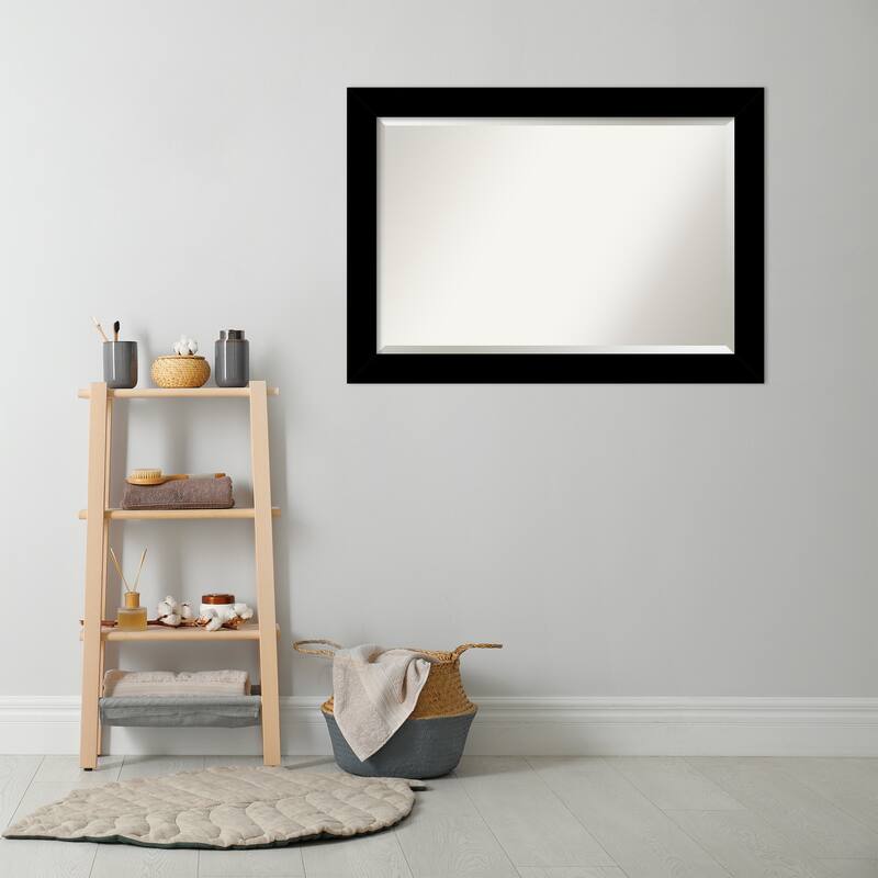 Basic Beveled Wood Framed Bathroom Vanity Wall Mirror