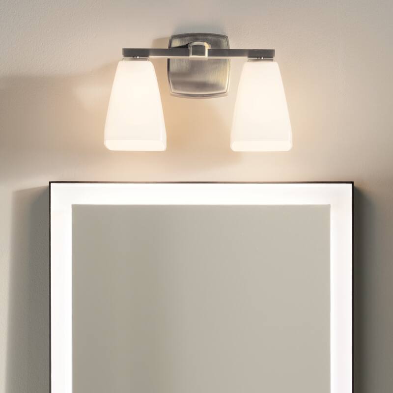 Kichler Lighting Marant 14.25" 2-Light Vanity Light with Opal Glass in Brushed Nickel
