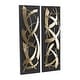 preview thumbnail 13 of 30, Gold Metal Dimensional Abstract Wall Decor with Black or White Wood Backing (Set of 2)
