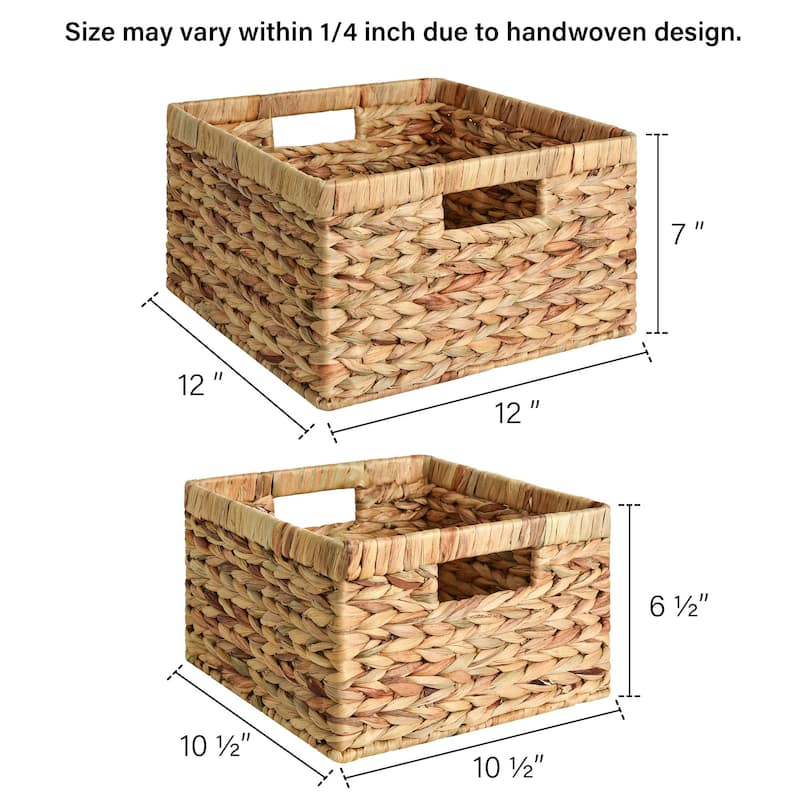 Wicker Storage Basket Set of 2 for Organizing and Decorative - 12"D x 12"L x 7"H