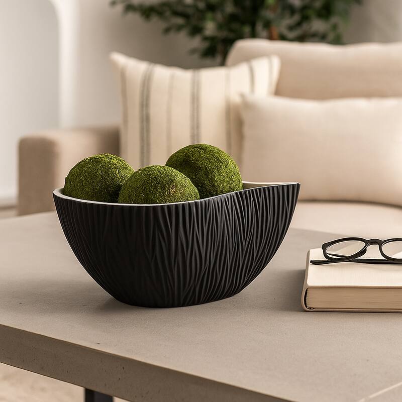 Teardrop Textured Decorative Bowl for Home Decor - Black and White