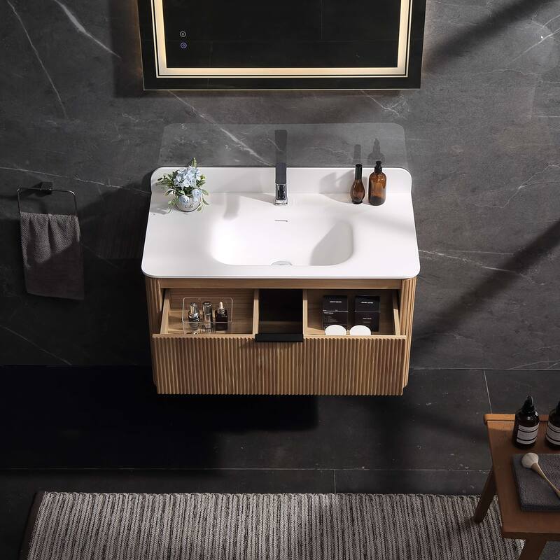 Modland 36" Wall-Mounted Bathroom Vanity with Acrylic Top Integrated Sink & Overflow