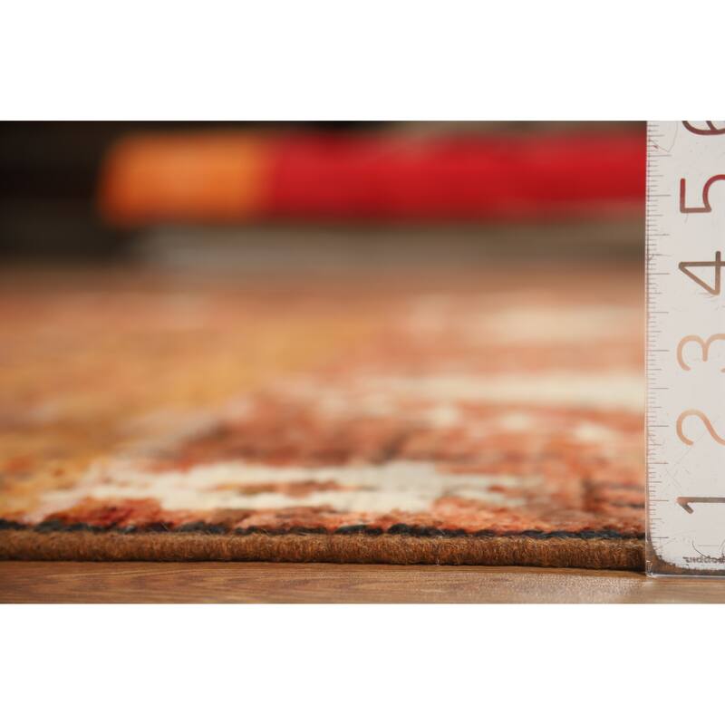 Orange Moroccan Oriental Area Rug Hand-Knotted Wool Carpet - 6'8" x 9'9"