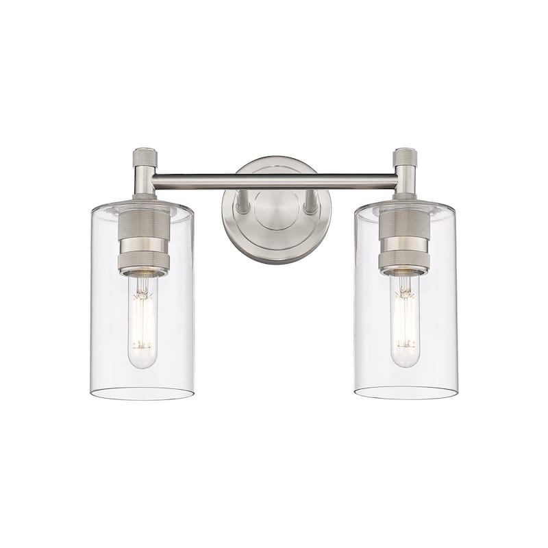 Innovations Lighting 434-2W-11-14 Crown Point Vanity Crown Point 2 - Satin Nickel / Clear