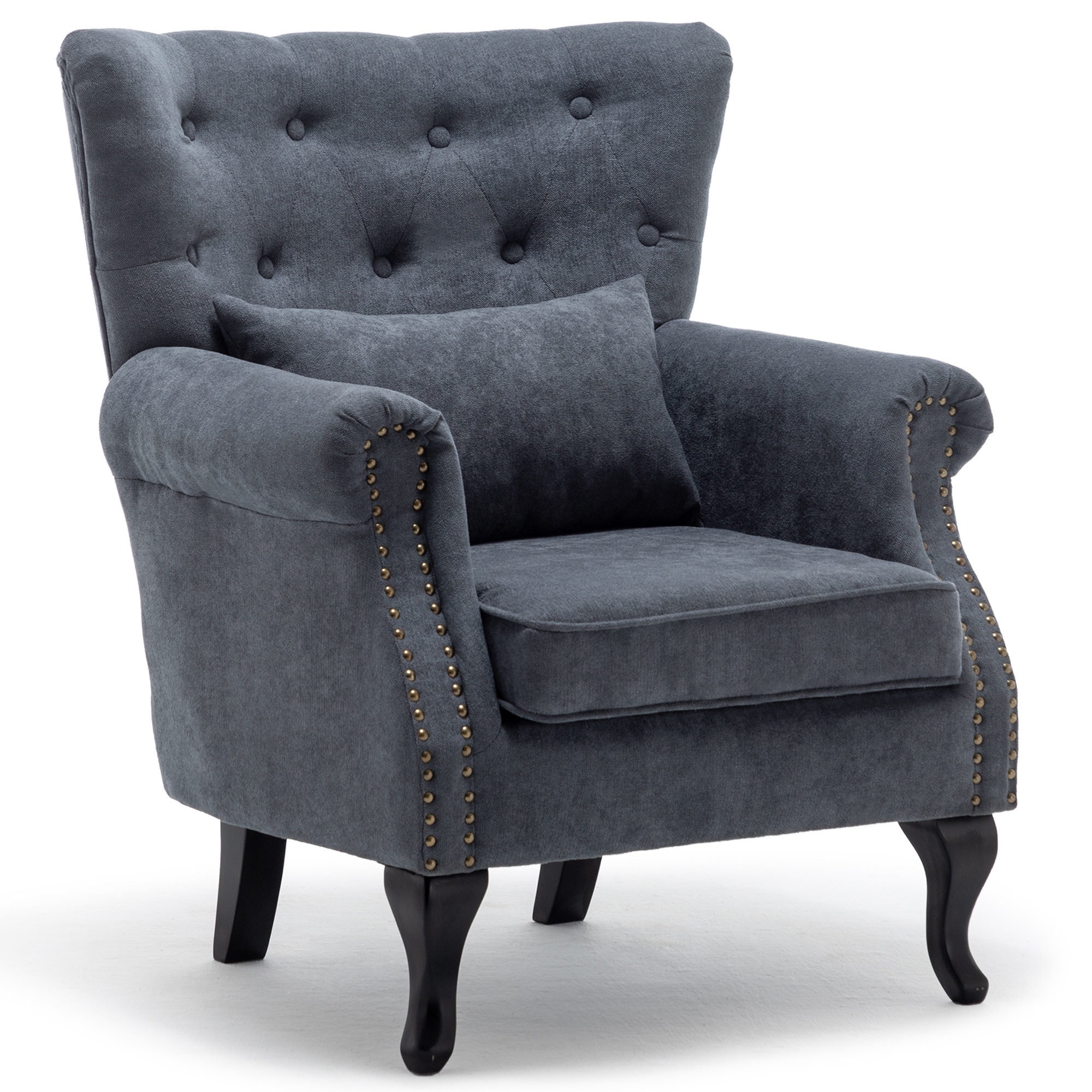 vintage-inspired style Accent Wingback Chair,聽 Modern Tufted Linen Club Chair, Rivet Roll Arm Chair for Living Room, Bedroom