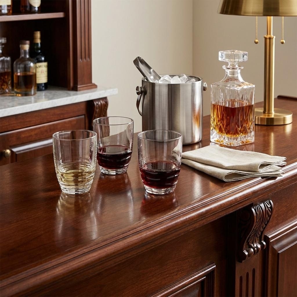 HomeRoots Set of Four Clear Acrylic Stemless Whiskey Glass