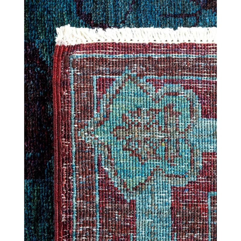 Overton Hand Knotted Wool Vintage Inspired Modern Contemporary Overdyed Blue Area Rug - 2' 8" x 9' 10"