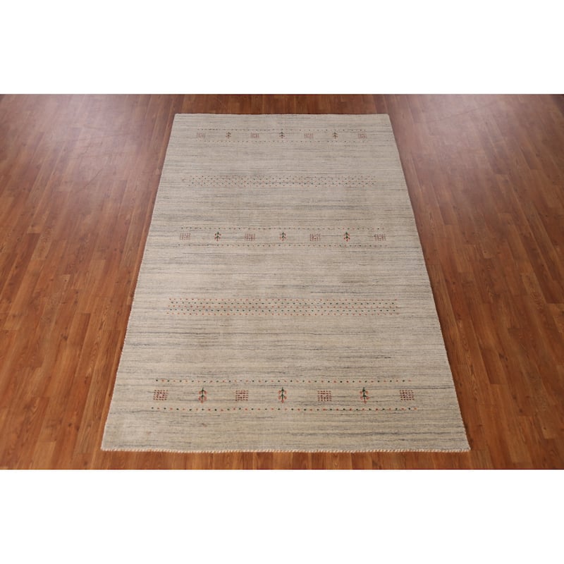 Hand Knotted Oriental 100% Wool Carpet Tribal Animal Pictorial Green Gabbeh Area Rug - 7' 10'' X 5' 1''