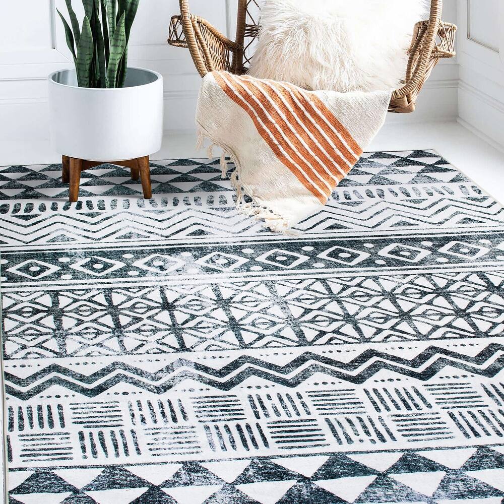 World Rug Gallery Bohemian Geometric Machine Washable Area Rug